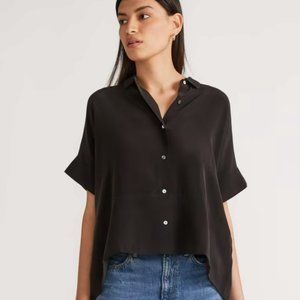 Everlane Black Clean Silk Box Shirt Size 0